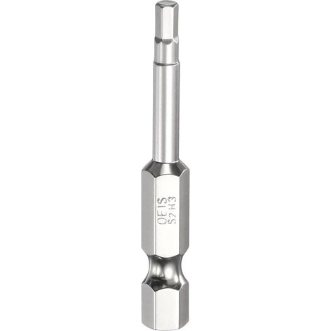 Embout de Tournevis à Tête Hexagonale 3.0mm Métrique Pointe Plate 1/4" Tige Hexagonale 50mm (2") Long Clé à Embout Magnétique Pour Perceuse à Vis, Douille Chromée (1/5)