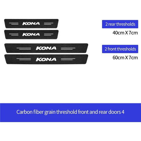 (Pour KONA) Autocollants de protection de seuil de porte en fibre de carbone pour Hyundai Creta,KONA,Solaris,LA Festa,Mistra,Sonata,Tucson,Santa Fe,Elantra et Celesta (1/3)