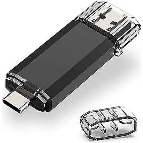 Clé USB C 64 Go, clé USB C haute vitesse, clé USB C double OTG (noire) (1/5)