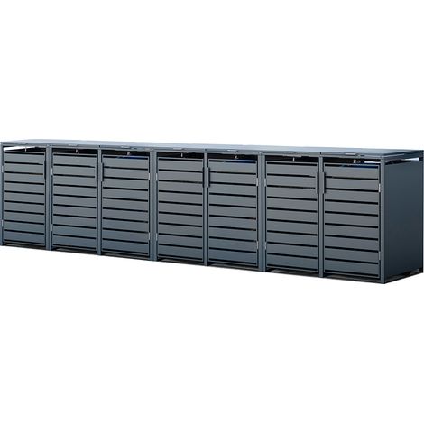 Westmann Metall Mülltonnenbox Kubus 7er  7x240 L  Anthrazit  464x80x116 cm