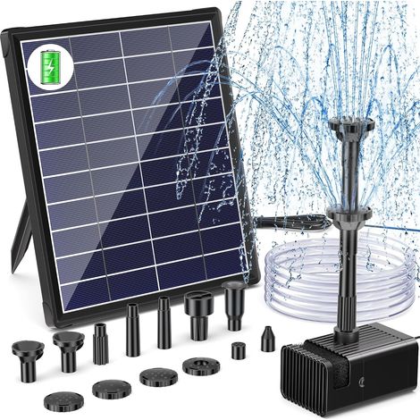 1 Pompe Solaire,Batterie 3000 mAh,Panneau Verre,10 Buses,Jardin Bassin (1/5)
