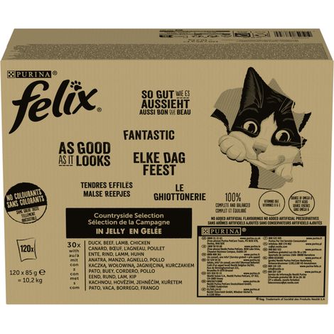 Felix Countryside Selection Adult Katzenfutter in Gelee 10,2 kg (120 x 85 g)
