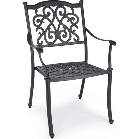 Poltrona con braccioli Ivrea, in alluminio pressofuso effetto lucido, da 65 cm -Antracite / Confezione da 4 pezzi (1/5)