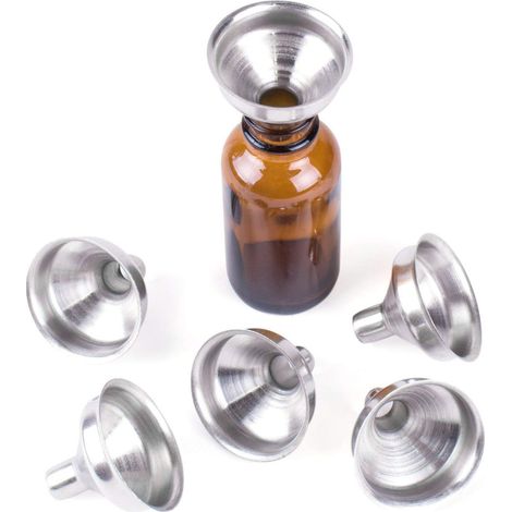 Entonnoir Mini - Acier Inoxydable - Hauteur 3,2 cm - Ouverture 3,8 cm - Pour Flacons Miniatures, Huiles Essentielles, Cosmétiques Maison, Épices Liquides - Lot de 6 (1/5)