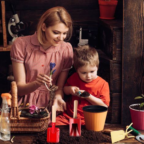 Kit de 5 mini-outils de jardinage pour enfants : outils de jardinage et de plantation pour plantes d'extérieur. (1/5)