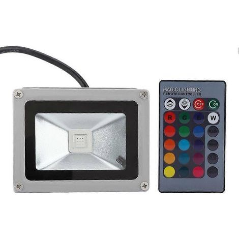 Projecteur LED RGB multicolore 10 W pour extérieur avec télécommande (1/5)