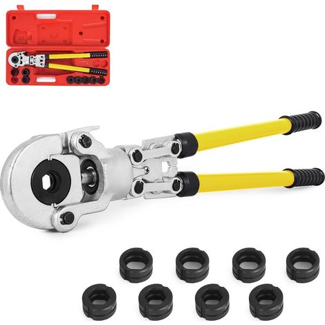 Pince à Sertir Tuyau Outil de Sertissage Ø 12-32 mm avec 8 Matrices V et TH Tête 360° pour Tube PEX PB Aluminium Cuivre (1/5)