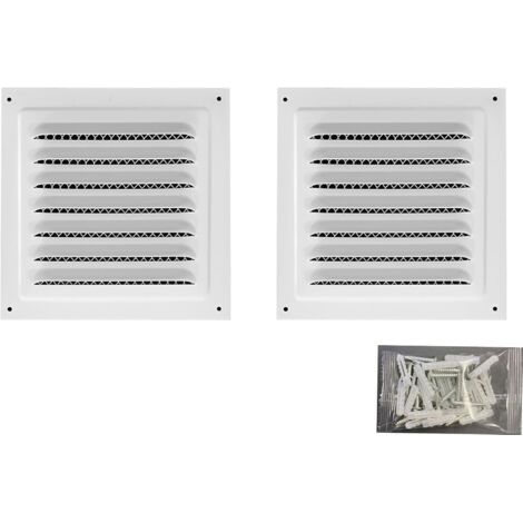 Deux grilles de ventilation carrées en aluminium convenant aux avant-toits, portes extérieures, garages et plafonds (blanc, 30 x 30 cm - 2 par lot). (1/5)