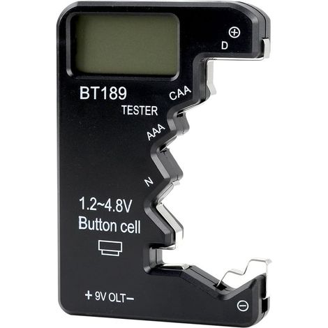 Mini Digital Battery Tester, Universal ABS Battery Tester with High Definition LCD Display for Types D CAA N LR44 9V 6F22 for Use in Energy Management in Electronic Devices (1/5)