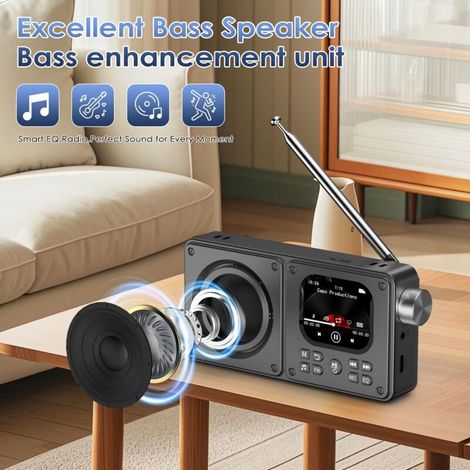 Radio Portable Bluetooth 5.3, Batterie Ultra Longue Durée 30 h, Écran Couleur, Réveil et Prise Casque, Radio Numérique Compacte pour la Maison, Le Camping, la Randonnée et Les Voyages