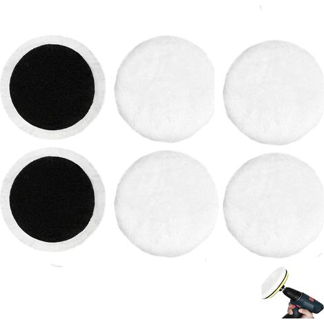 Lot de 6 tampons de polissage en laine d'agneau avec fermeture , tampons de polissage 125 mm, embouts de polissage compatibles avec ponceuse excentrique, pour peinture de voiture, phares, sols (1/5)