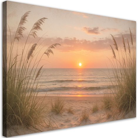Wandbild Sonnenuntergang Strand Seegras 60x40 cm (1/5)