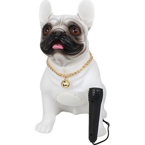 Enceinte Bluetooth Bulldog avec microphone - Puissance de 5 W - Design décoratif - Blanche (1/5)