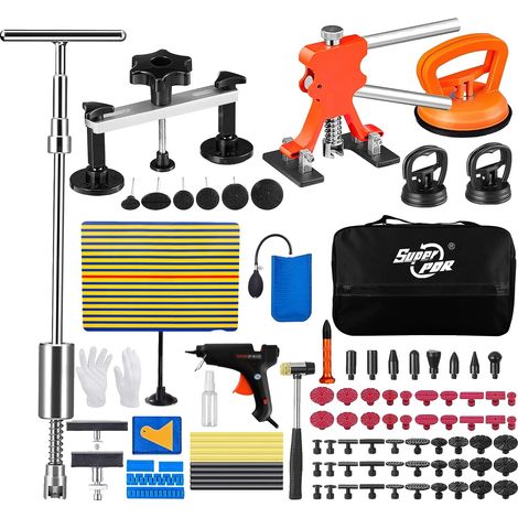 Kit de reparación de abolladuras sin pintura, 82 herramientas, reparación eficaz de carrocería, kit 2 - 93 piezas (1/2)
