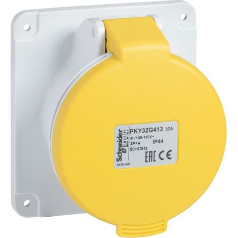 PratiKa socle de prise industrielle droite 16 A 3P+N+T 100-130 V CA IP44 SCHNEIDER ELECTRIC PKY16G415 (1/3)