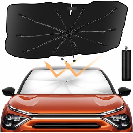 Parasol delantero plegable mejorado para coche, con protección UV y bloqueo del calor, compatible con la mayoría de los coches (135 x 78 cm) (1/5)