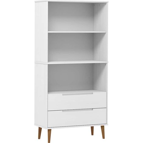 vidaXL Librería MOLDE madera maciza de pino blanco 85x35x170,5 cm (1/2)