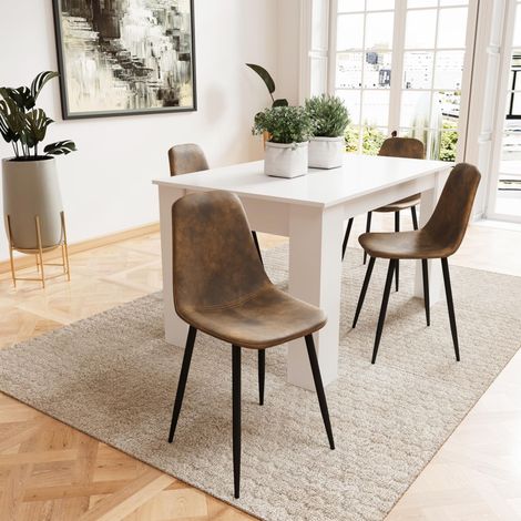 Set Di 4 Sedie In Ecopelle Per Sala Da Pranzo Ufficio Con Gambe In Metallo Stile Vintage Scandinavo Comoda Seduta Ideale Per Soggiorno Sala Riunione (Marrone) - Colore: Marrone