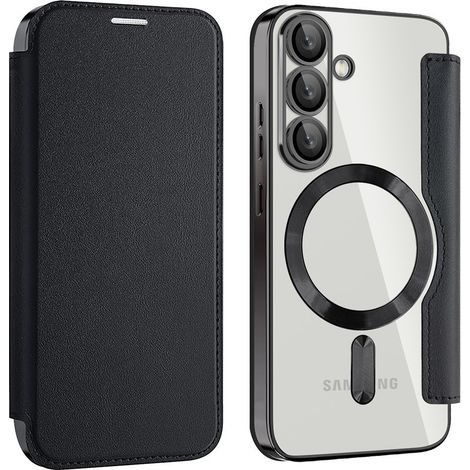 Funda tipo cartera con protección RFID MagSafe para Samsung Galaxy S25+ Plus y cámara, color negro. (1/5)