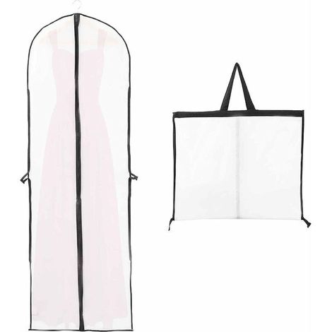 Robe de Mariée 60x180cm Housse Vetement Longue pour Mariée et Robe de Demoiselle D'honneur Anti Poussière Etanche Mite Humidité Pliable et Portable Fermeture à Glissière Bilatéral(1PCS) (1/5)