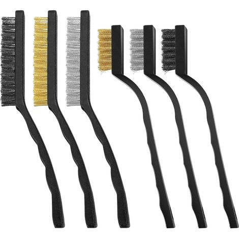 6 Pieces Metal Brushes for Removing Rust, Nylon and Copper Wire Brushes, Paint Cleaning Brushes for Soldering Against Slag and Rust - 7/9 Inch