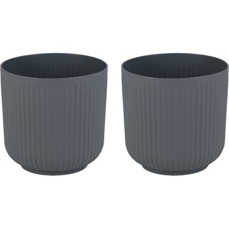 Fioriere rotonde con fori di drenaggio, set da 2, grigio