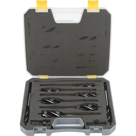 Jeu de mèches à bois à 4 rainures et 4 cannelures, évacuation rapide des copeaux, coupe efficace, mèche à aléser pour bois de 10 à 25 mm avec adaptateur