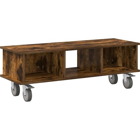Mueble TV rectangular moderno con almacenamiento 100 x 35 x 35 cm de madera contrachapada roble ahumado 020054735 (1/5)