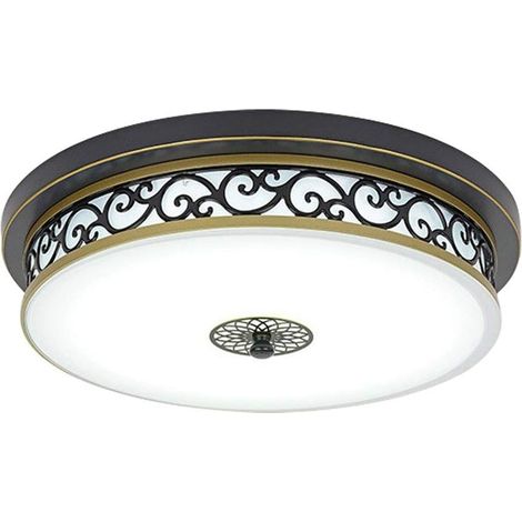 Plafonnier rétro LED 18 W, rond, design classique antique, abat-jour en métal et verre, style vintage, idéal pour salon, cuisine, chambre, couloir, salle de bain, bureau, balcon ou salle à manger. Dia (1/3)