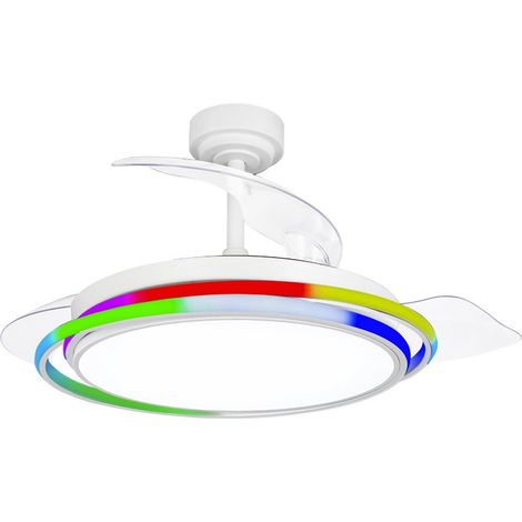 Ventilador de techo LED "Antila" regulable con control remoto (65W RGB+3CCT 6500lm) IP20 Ø106cm color blanco (1/4)
