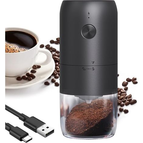 Moulin à café électrique portable à meules conique, broyeur mini rechargeable USB avec réglages de mouture multiples (1/5)