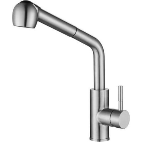 Robinet de cuisine universel extractible, acier inoxydable, double jet, chromé. (1/5)