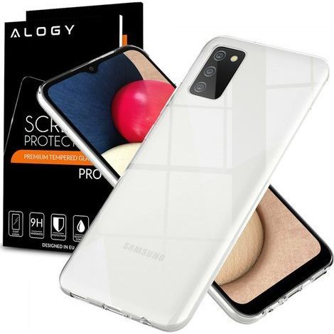 Custodia protettiva in silicone trasparente + vetro per Samsung Galaxy A02s (1/5)