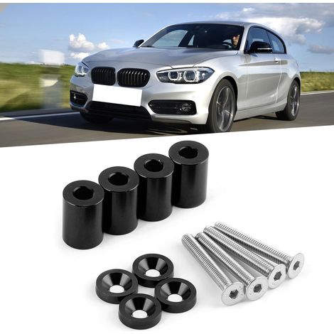 Kit de rehausseurs de capot en alliage d'aluminium, entretoises et vis de fixation pour aérations de capot, pièces modifiées pour voiture de course, noir (1/5)