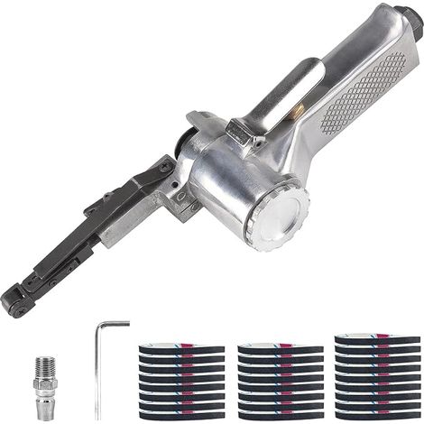 Pneumatic Belt Sander, Finger Sander, Handle Can Rotate 360°, for Sanding, Sharpening and Removing Rust (Silver) (1/5)