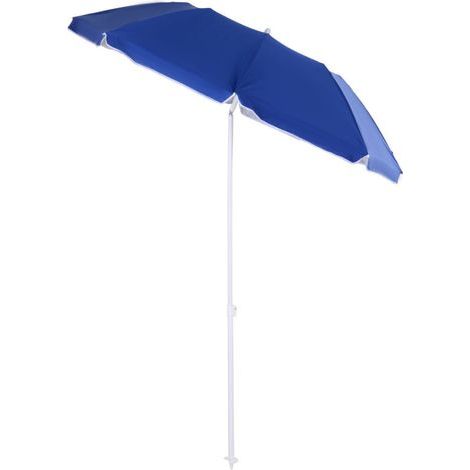 Parasol de plage Parasol inclinable octogonal Ø 160 cm tissu polyester haute densité anti-UV mât démontable sac de transport inclu bleu (1/5)