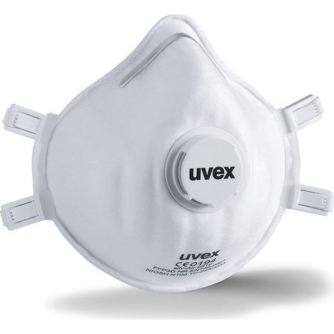 Masque respiratoire jetable Uvex FFP3, avec soupape, avec clip nasal réglable, Blanc x 15 ( Prix pour Boîte de 15 ) (1/2)