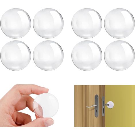 Lot de 8 butoirs de porte muraux transparents en caoutchouc autocollant - Butoir de porte - Protection murale - Poignée de (1/5)