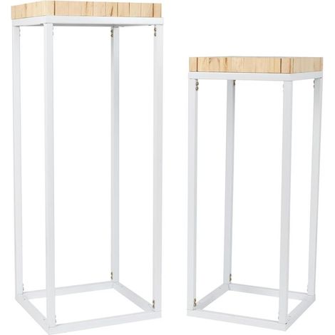 Sellette - HOME DECO FACTORY - Rondin - Bois et Métal - Blanc et Marron (1/5)
