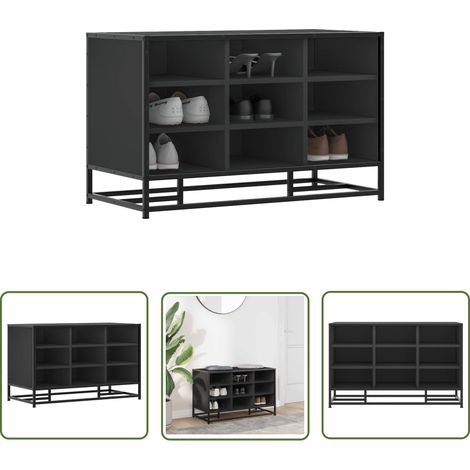 vidaXL Schuhbank Schwarz 84x40x53,5 cm Holzwerkstoff und Metall (1/5)