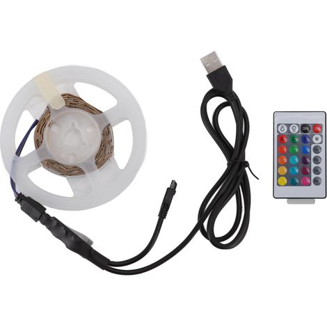 Bande LED RGB Bluetooth 5V USB 2m avec télécommande IR 24 boutons pour fêtes et mariages