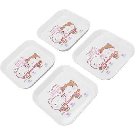 Lot de 4 plateaux à fruits et à desserts multifonctionnels pour la maison, l'école et le restaurant, plateau de rangement, plateau à ronger pour les amateurs de viande. (1/5)