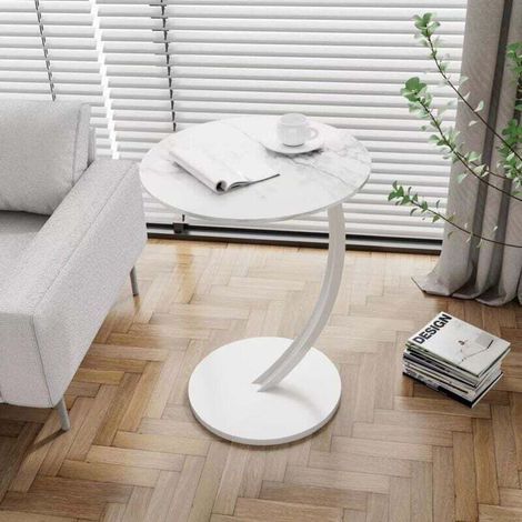 Mesita auxiliar Ulisem, mesa de centro, mesita de noche, mesa de café, 60x40x38 cm, compacta y de fácil montaje, ideal para salón, balcón u oficina (blanco + blanco). (1/4)