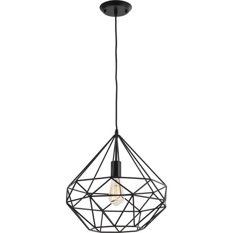 Deckenleuchte 40X40X37 Schwarz Metall Mit Glühbirne (1/2)