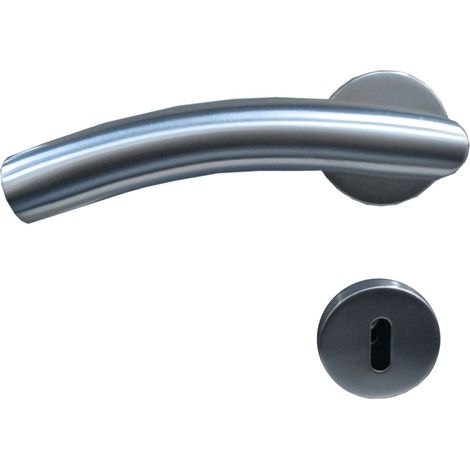 TrendLine BB-Rosettengarnitur Edelstahl Ø 5 cm rund gebogener Griff Türklinken & -griffe