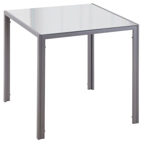 Esstisch Esszimmertisch quadratisch für 4 Personen, Wohnzimmertisch mit Hartglas Tischplatte, modern für Küche & Esszimmer in Grau 
On-Site