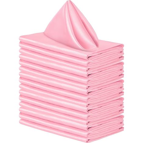 16 serviettes carrées en satin, brillantes, soyeuses et douces, parfaites pour la décoration d'une réception de mariage, mesurant 4343 cm, roses. (1/4)