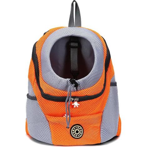Resa Pet Dog Carrier Valp Rese Mesh Ryggsäck Främre Bärbar axelväska Orange S (1/4)