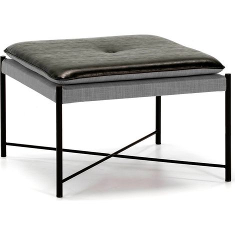Pouf carré noir et gris industriel - noir et gris (1/4)