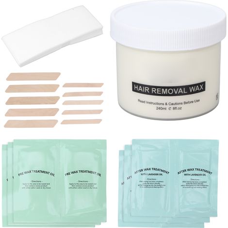Lot de 10 Lingettes Nettoyantes pour Cire Épilatoire Micro-ondes, Applicateur et Cire Dépilatoire pour Bras et Jambes (240ml) (1/5)